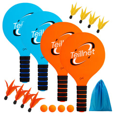 TEILLNET Paddle Ball Set paddles close-up showing durable plywood and nano-coating