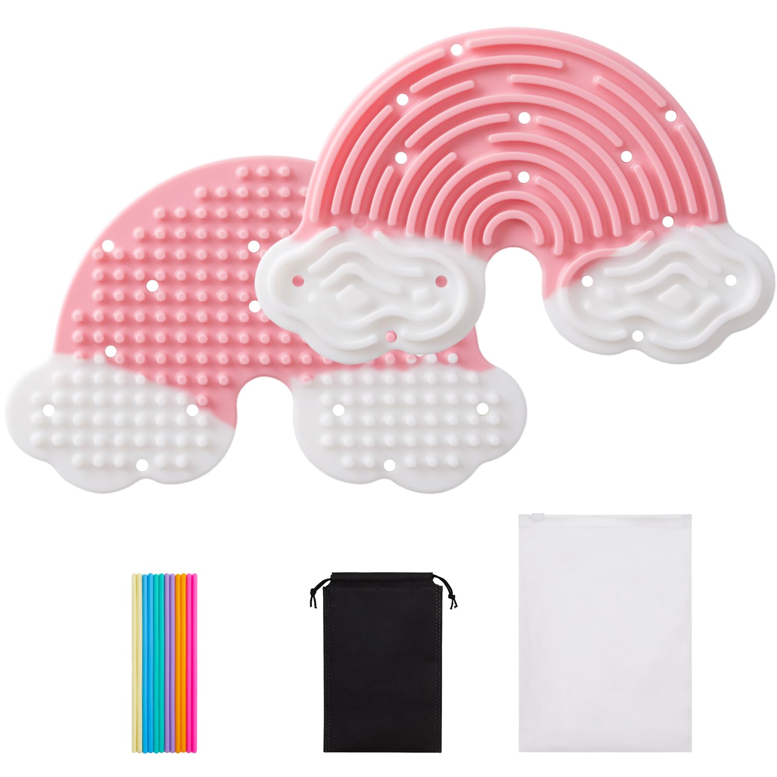 Teirdth Sensory Activity Board double-sided rainbow with 12 strings for focused, tactile play.