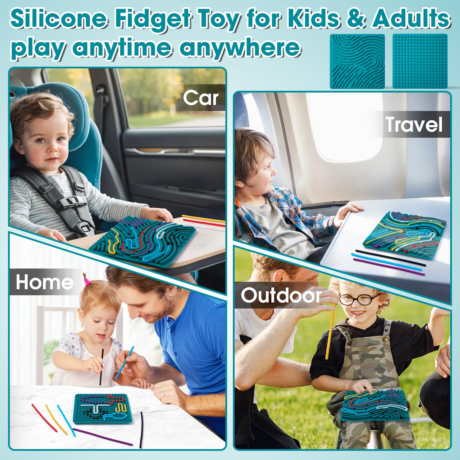 Teirdth travel bag shown with the sensory board for easy portability.
