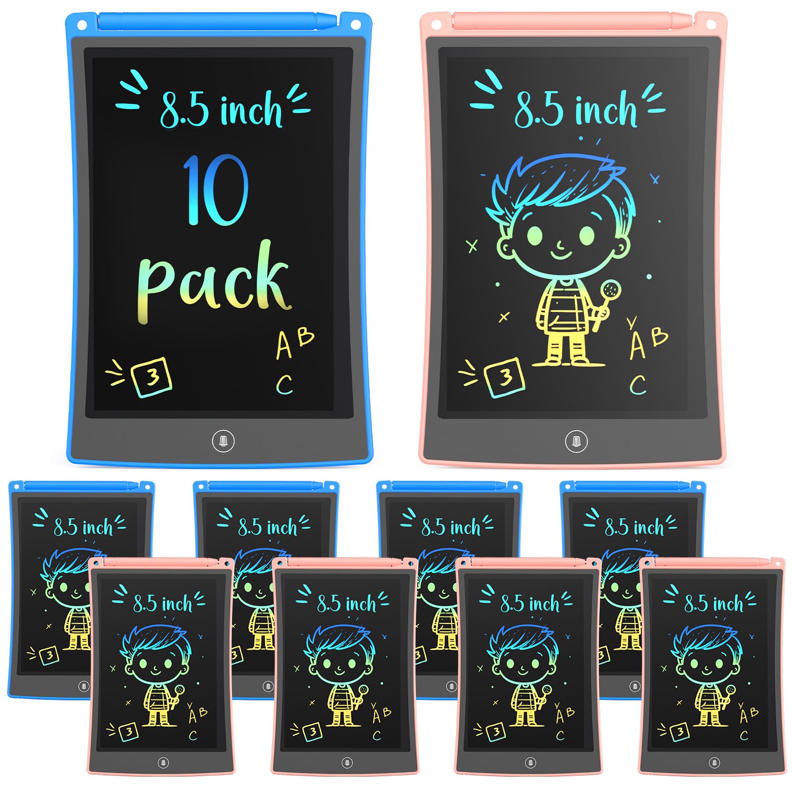 TEKFUN 10-pack LCD tablets in packaging, ideal for group sharing