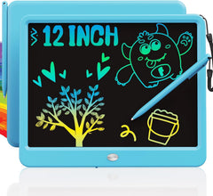 TEKFUN 12-inch LCD writing tablet blue front view for mess-free doodling.