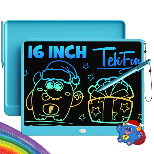 TEKFUN 16-inch LCD tablet with a large blue screen for drawing and notes.