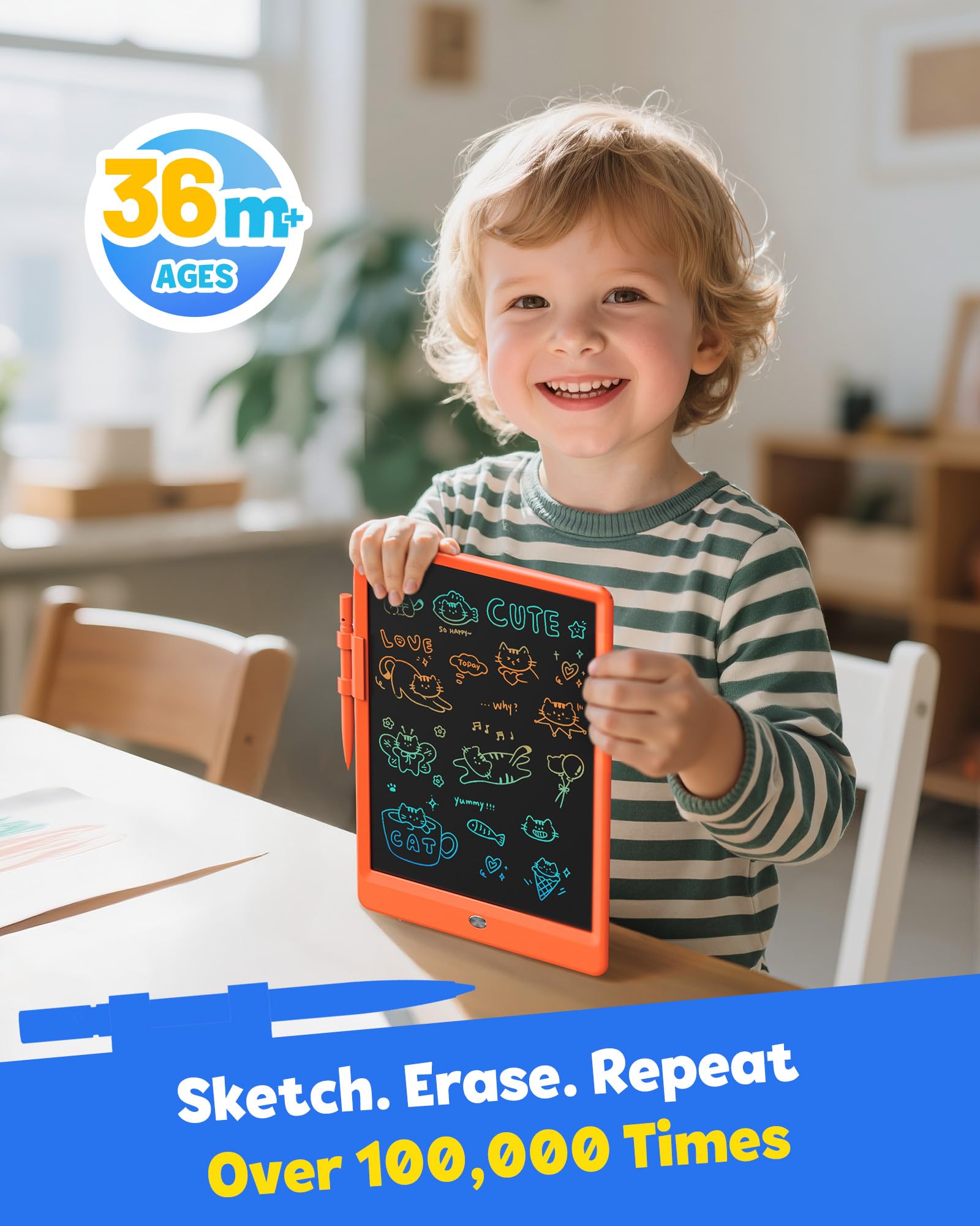 TEKFUN anti-lost stylus attached to tablet enables easy access during play.