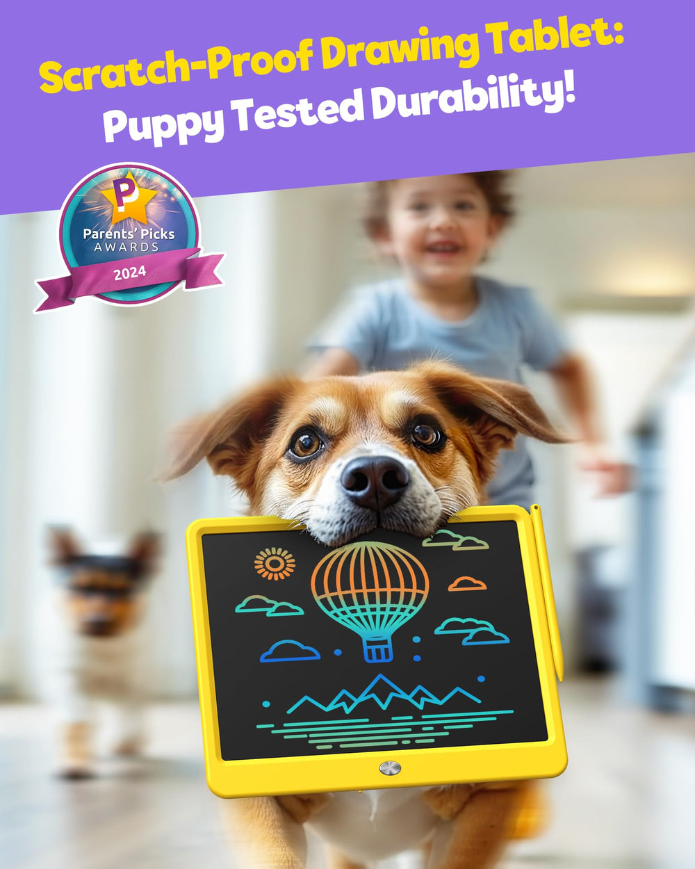 TEKFUN child using the tablet on a plane for quiet activities.