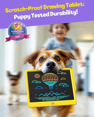 TEKFUN child using the tablet on a plane for quiet activities.