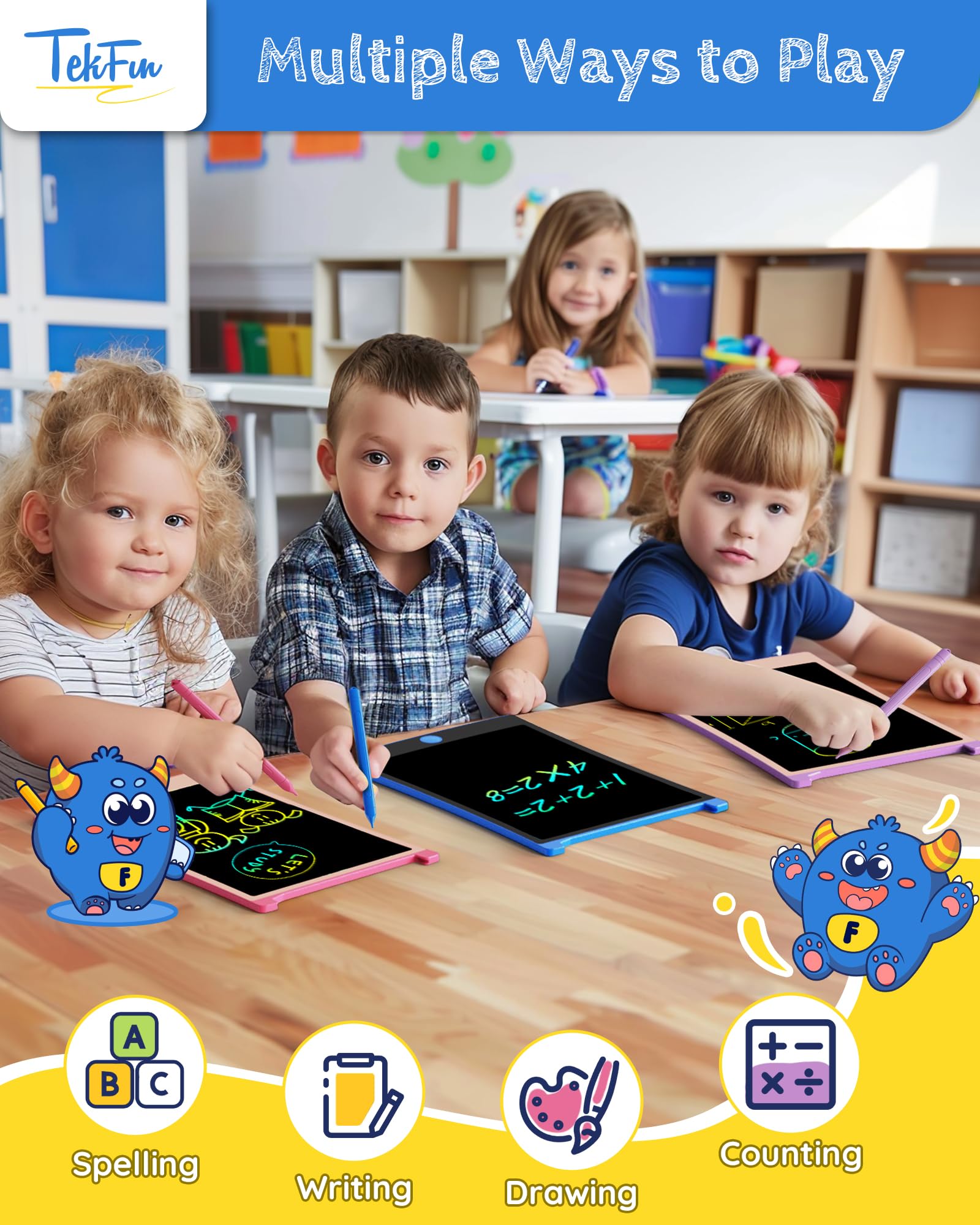 TEKFUN doodle board designed for kids to draw and play together