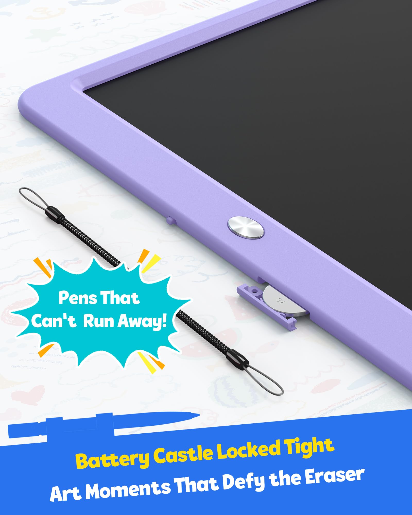 TEKFUN kid-friendly LCD tablet with simple erase to encourage quick resets and imagination.