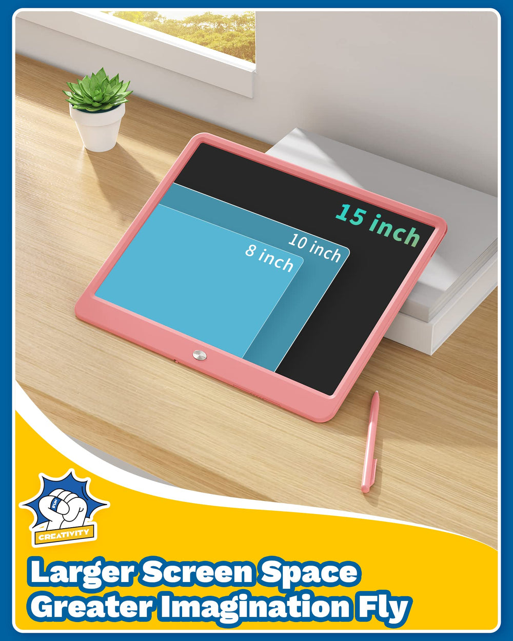 TEKFUN stand on the tablet highlighting the big writing space