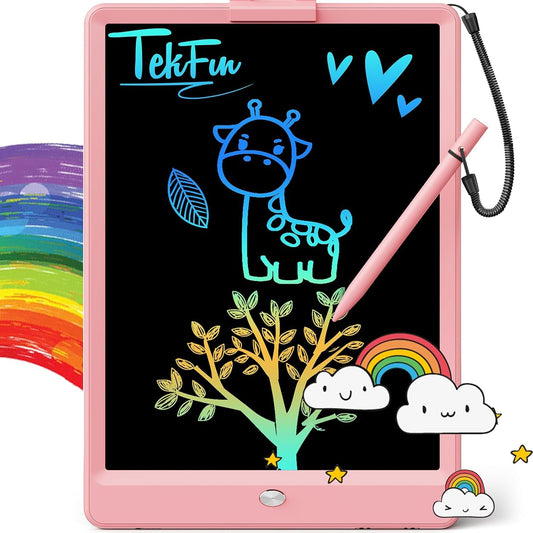 TEKFUN pink LCD writing tablet for kids, mess-free drawing