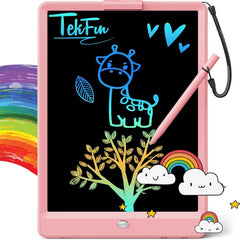 TEKFUN pink LCD writing tablet for kids, mess-free drawing