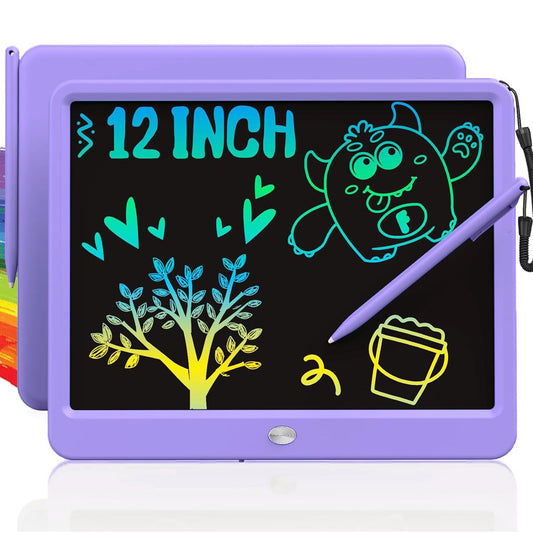 TEKFUN LCD Writing Tablet 12-inch purple – front view for mess-free doodling on the go.