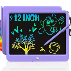 TEKFUN LCD Writing Tablet 12-inch purple – front view for mess-free doodling on the go.