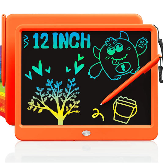 TEKFUN LCD writing tablet orange front view for kids coloring and drawing on the go