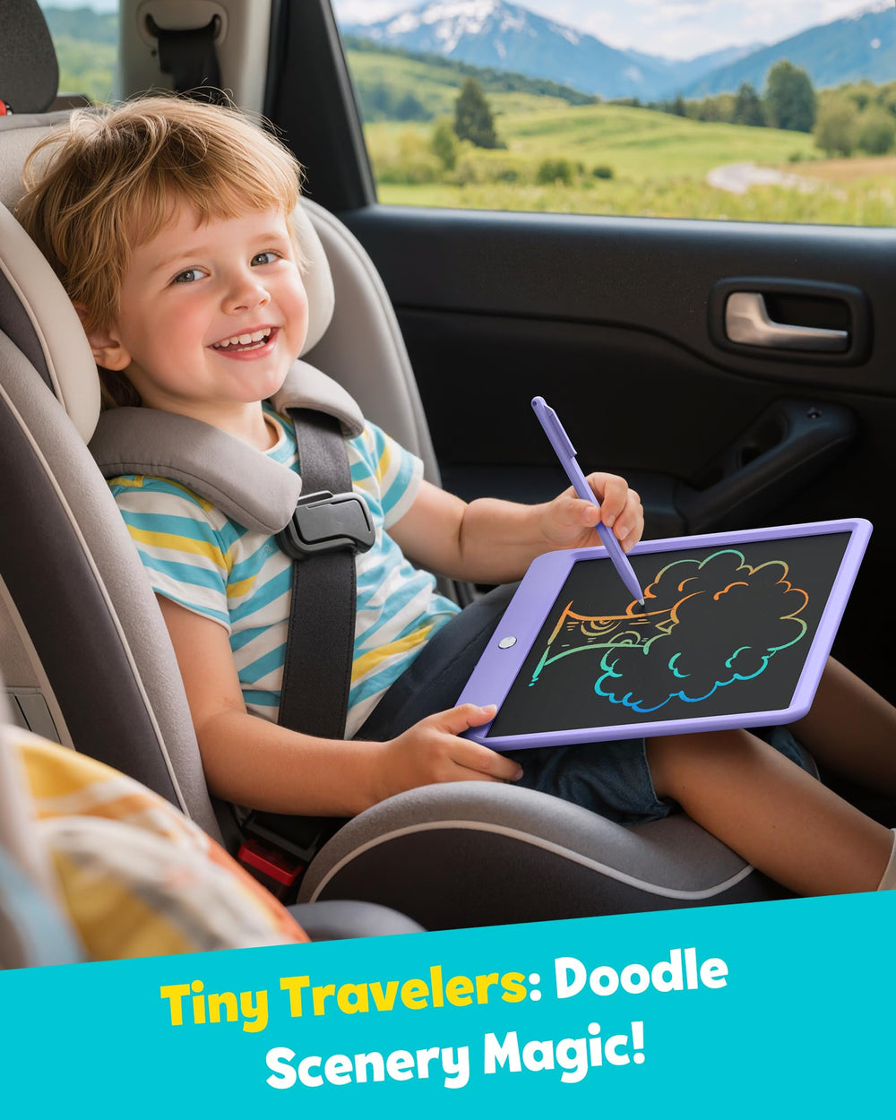TEKFUN lightweight doodle board ideal for car rides, flights, and quiet play.