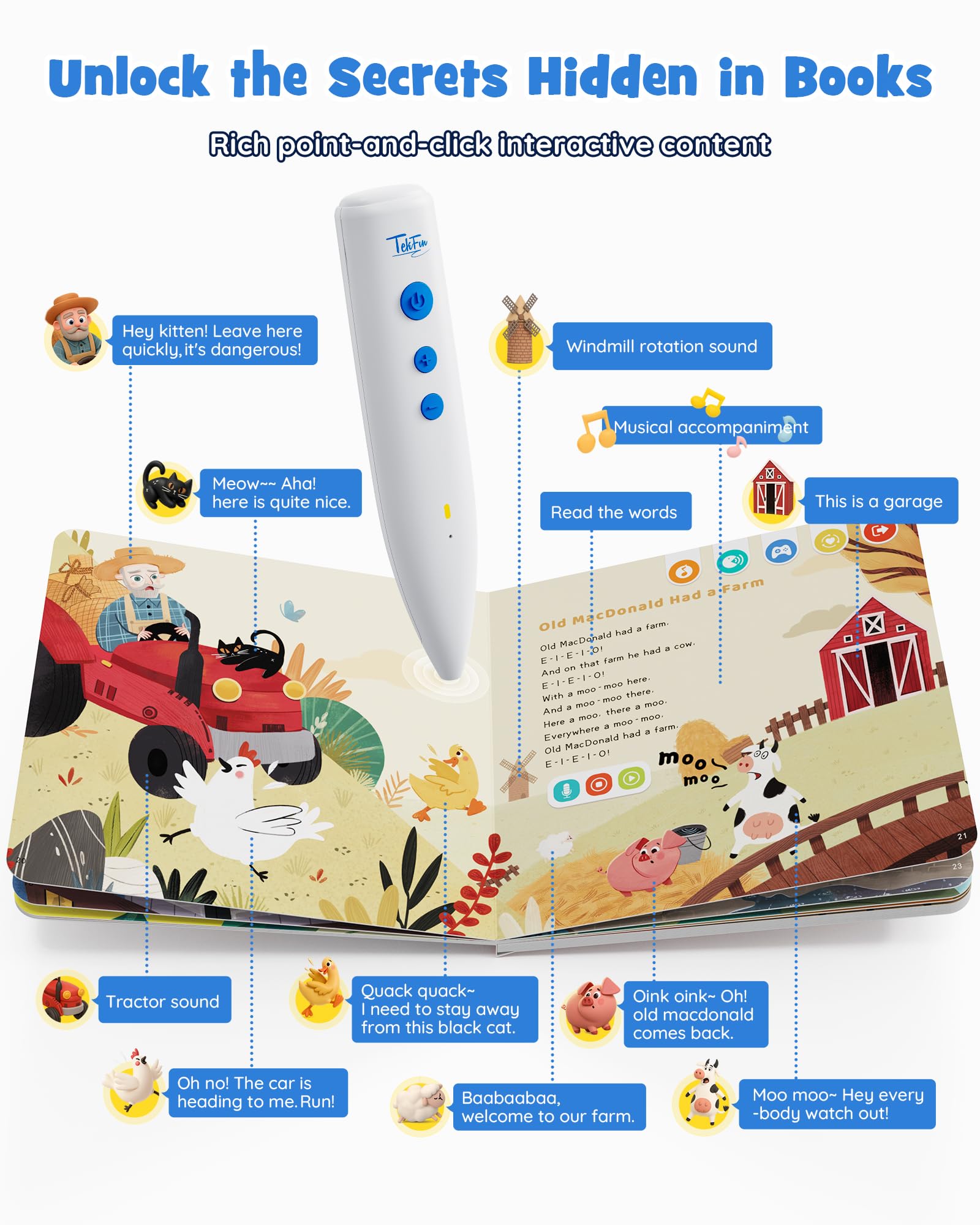 TEKFUN colorful illustrations inviting imaginative reading and interaction.