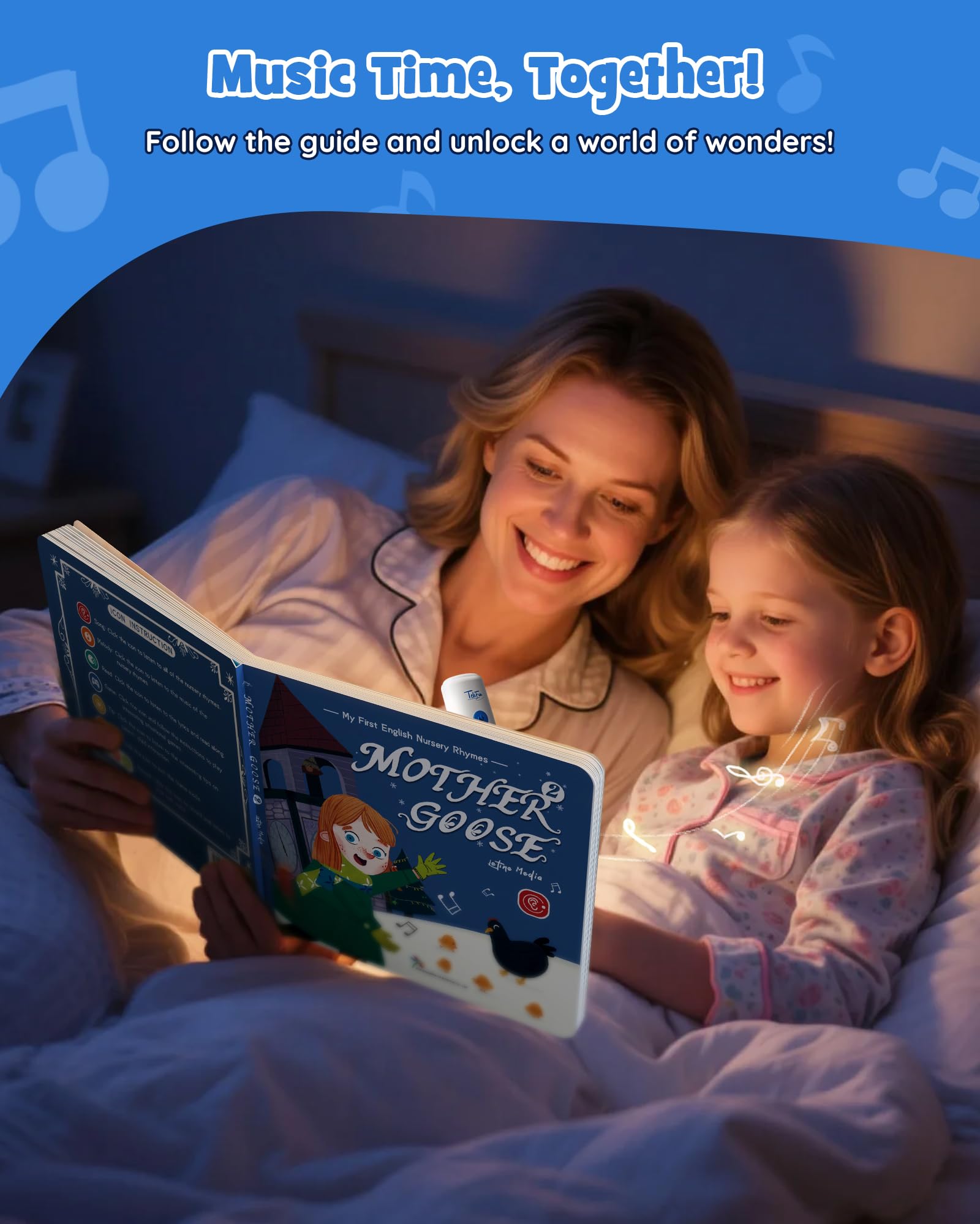 TEKFUN interactive buttons encourage exploration of music and words.