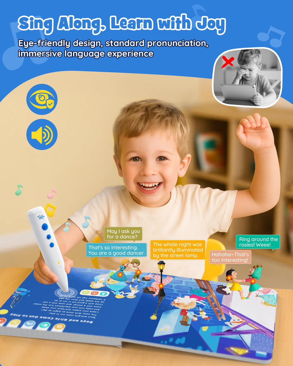 TEKFUN talking pen closeup, ergonomic and safe for small hands.