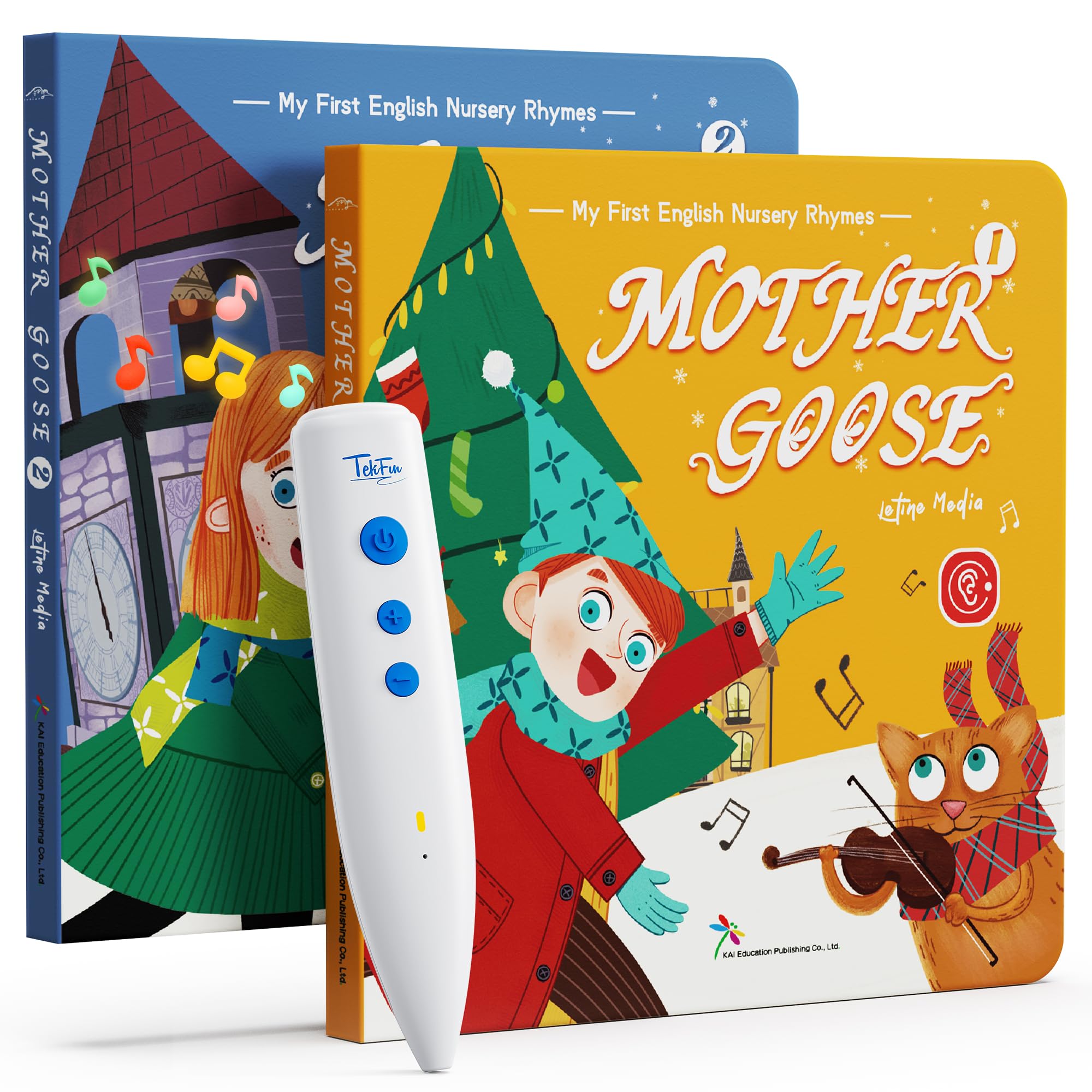 TEKFUN nursery rhymes book with pen cover, engaging visuals for early learning.