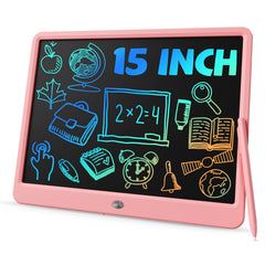 TEKFUN 15-inch pink LCD tablet showing large writing area for doodles and notes