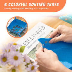 Tektalk felt cover and six color sorting trays for neat piece management.