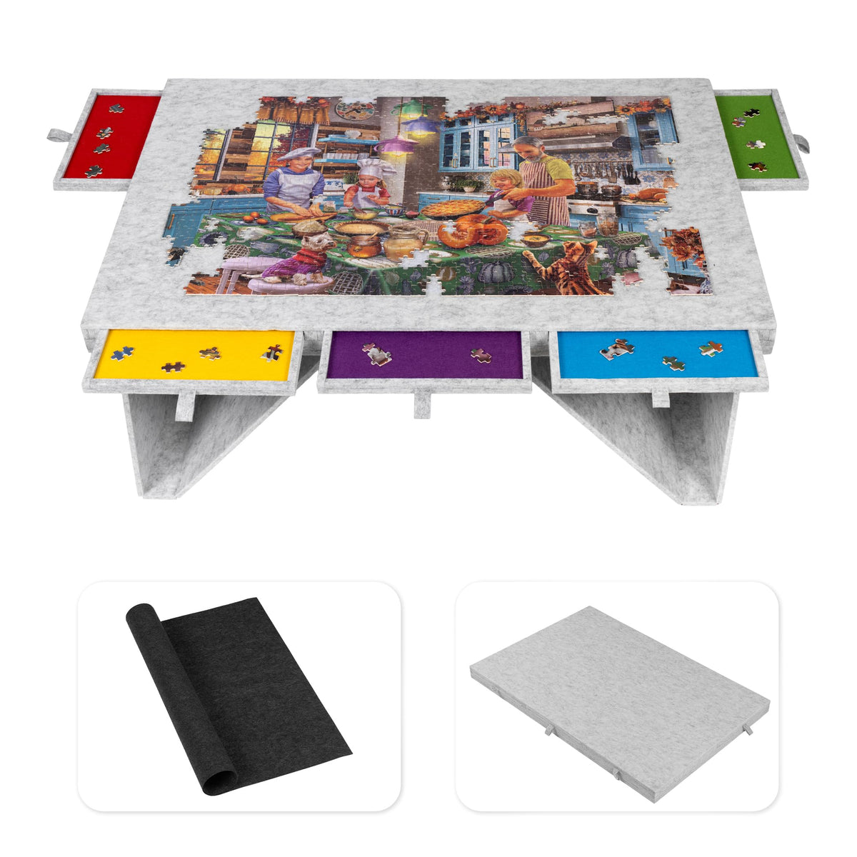 Tektalk felt jigsaw board top view showing a large surface for 1500-piece puzzles