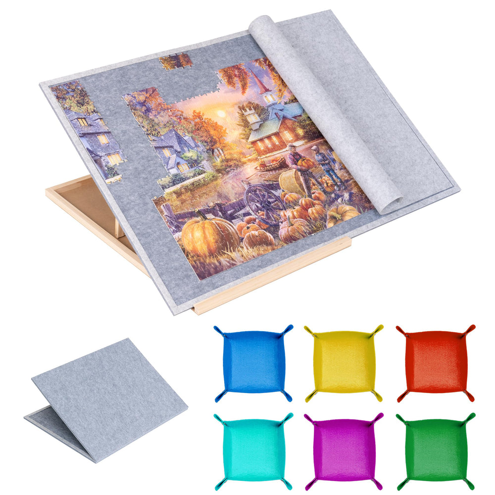 Tektalk foldable puzzle board with 4-angle stand for stable large-piece puzzles