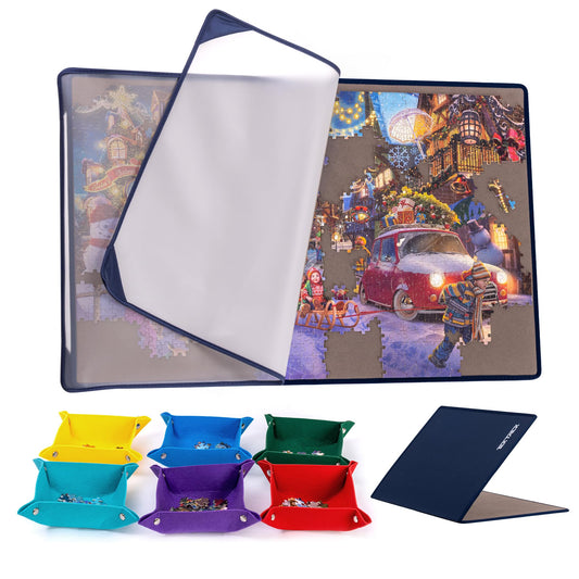 Tektalk foldable puzzle board offers portable storage for on-the-go puzzling.