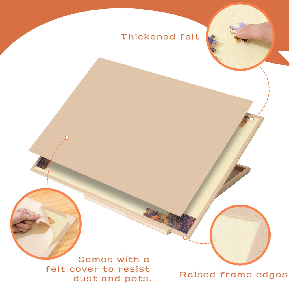 Tektalk foldaway felt puzzle table, compact storage with raised edges prevents pieces from slipping.