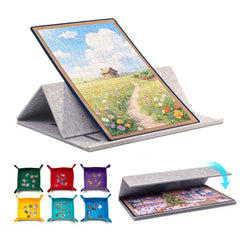Tektalk Jigsaw Board Khaki finish blends with home decor while puzzling.