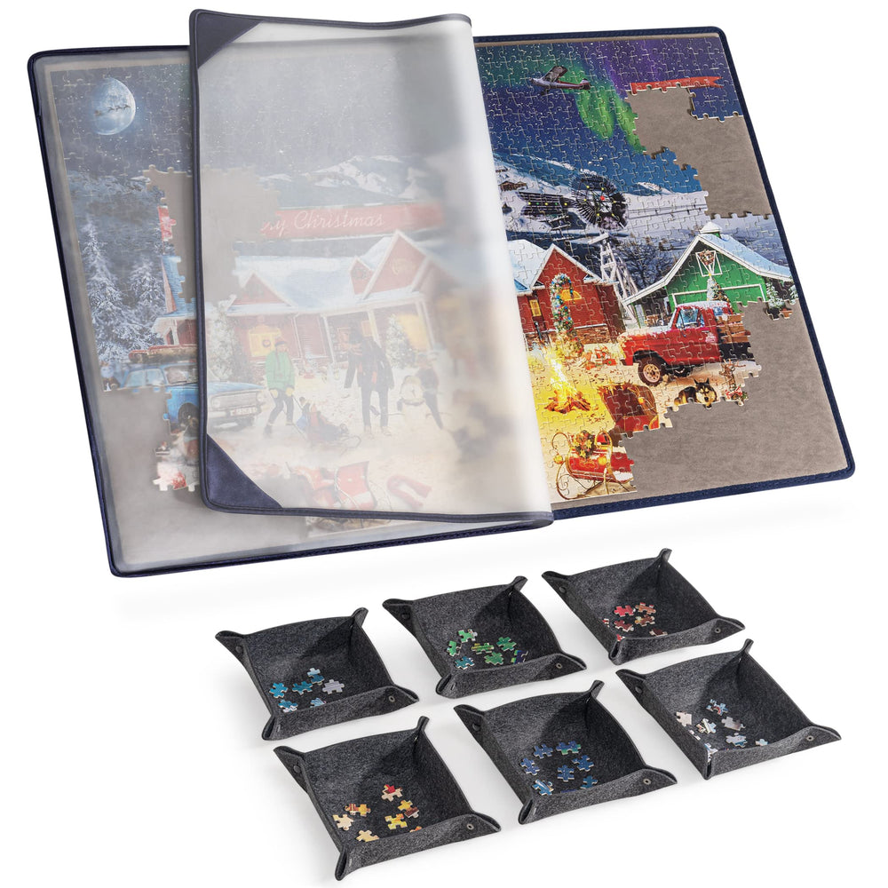 Tektalk jigsaw board with six sorting trays keeps pieces organized during assembly