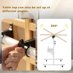 Tektalk Jigsaw table bottom shelf provides convenient storage for trays and boxes.