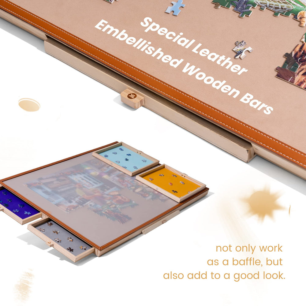Tektalk four colored drawers help sort and store puzzle pieces