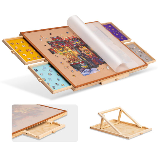 Tektalk jigsaw table with leather bar enhances grip and style during long puzzles