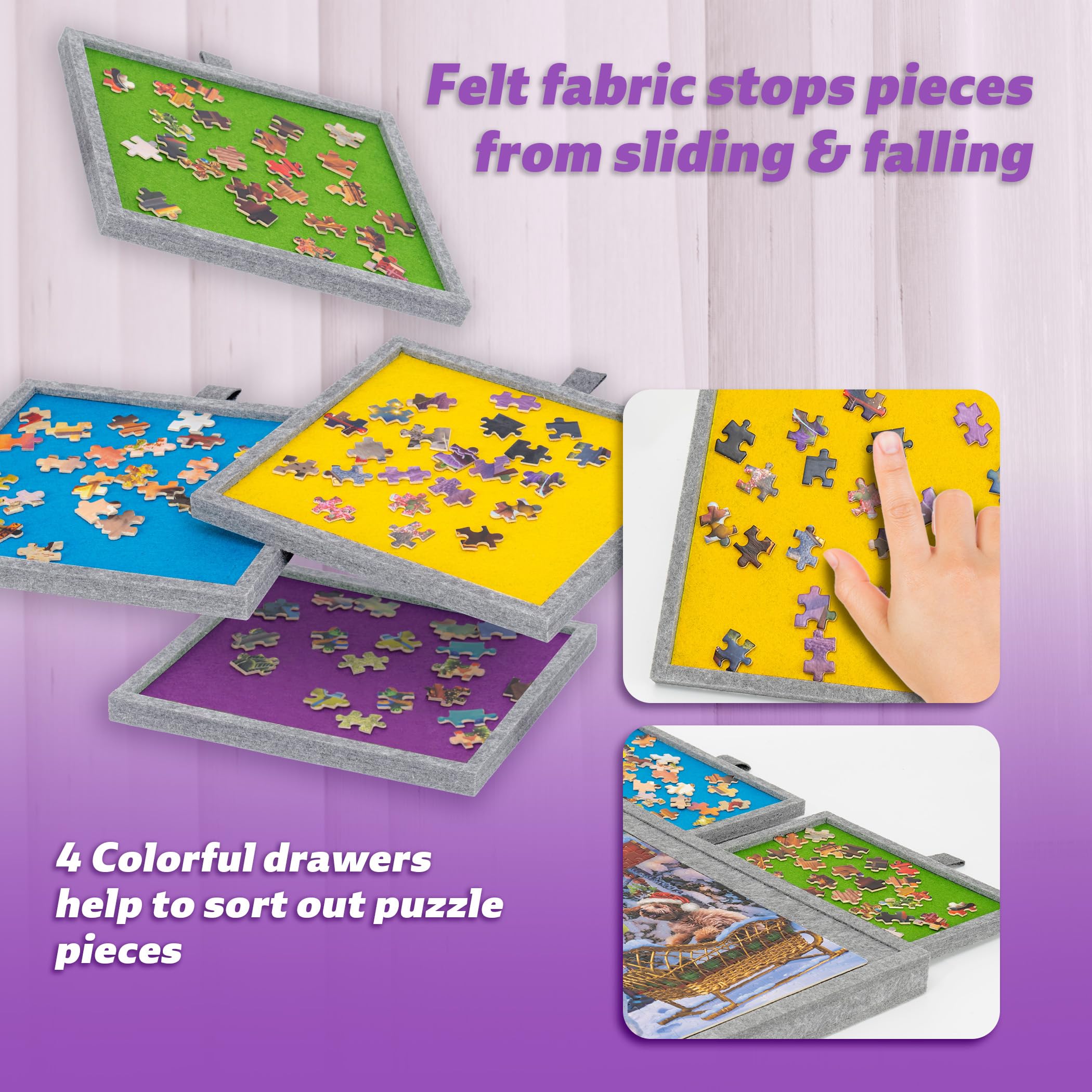 Tektalk lightweight felt puzzle board keeps pieces steady during work.
