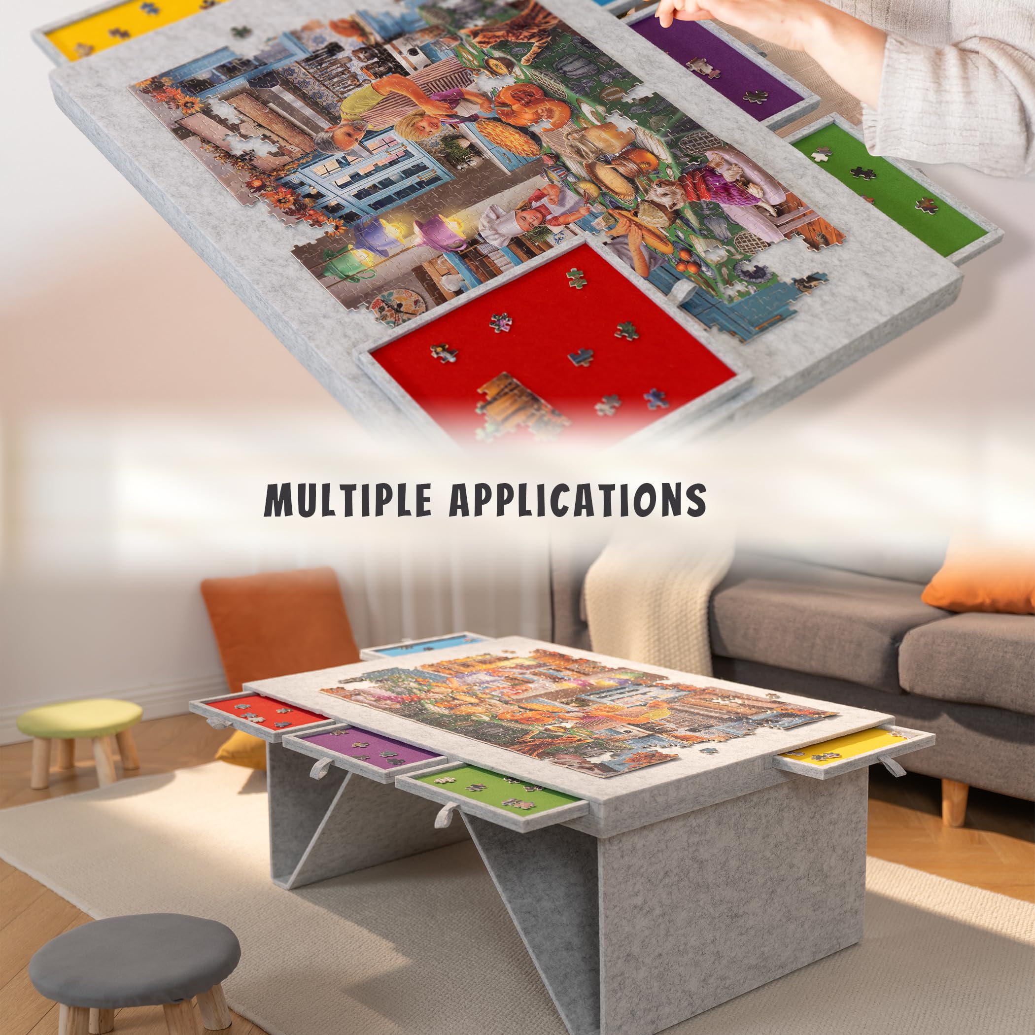 Tektalk lightweight puzzle table is easy to move between rooms