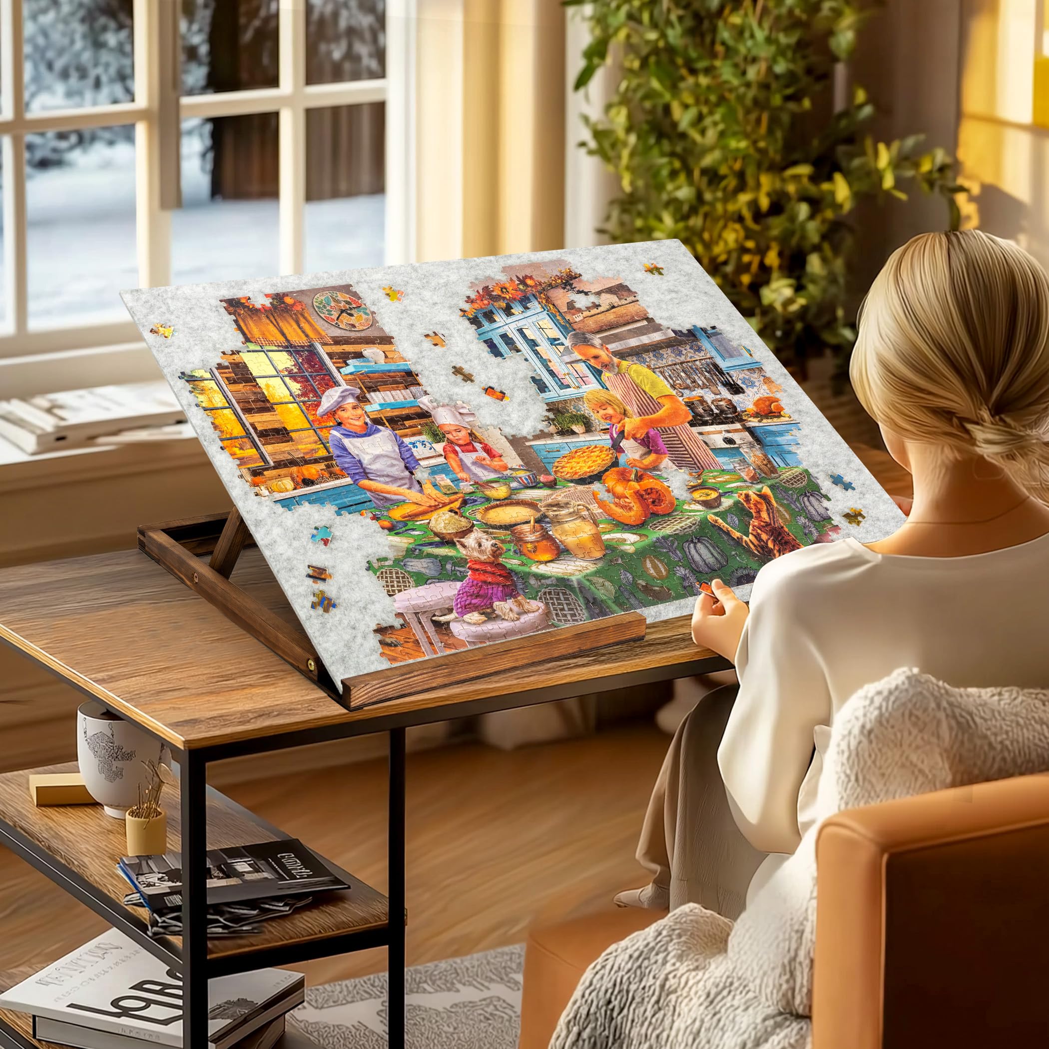 Tektalk pinewood stand provides durable support during long puzzle sessions