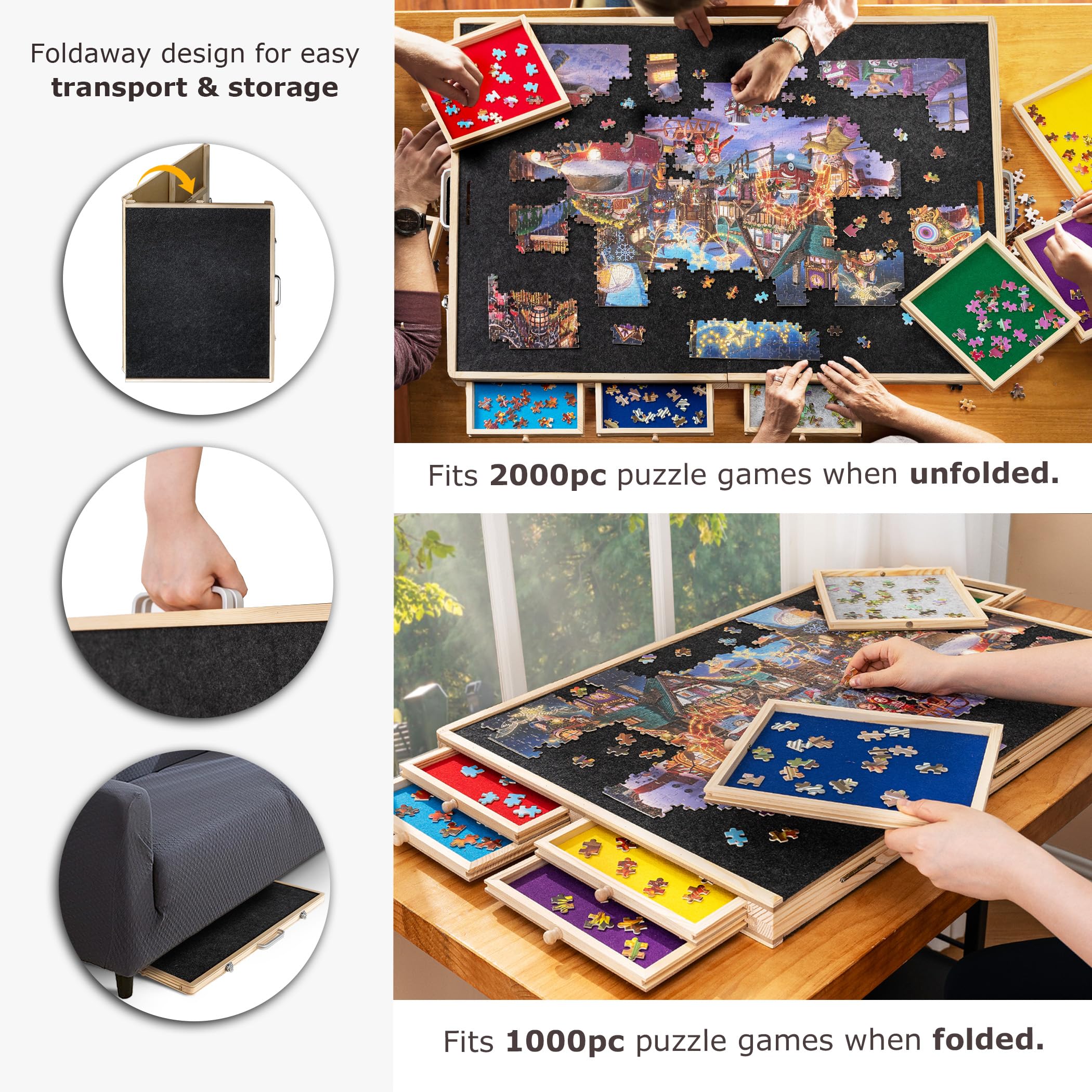 Tektalk puzzle board full-size 2000-piece area for expansive puzzles.