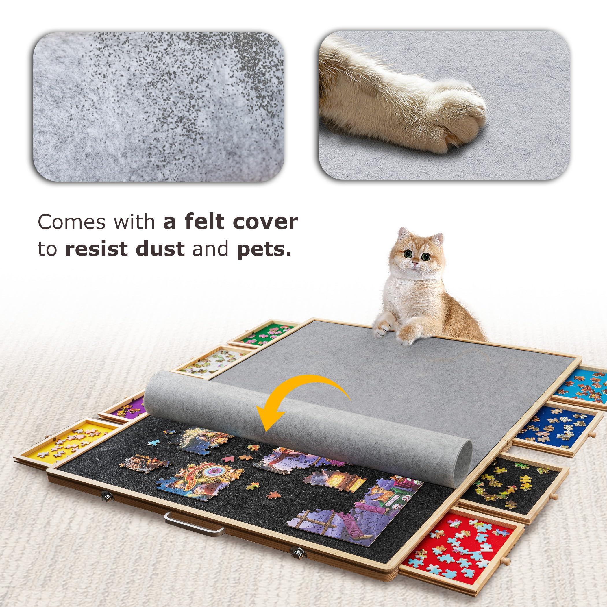 Tektalk magnet drawers keep sorted pieces securely closed during transport.