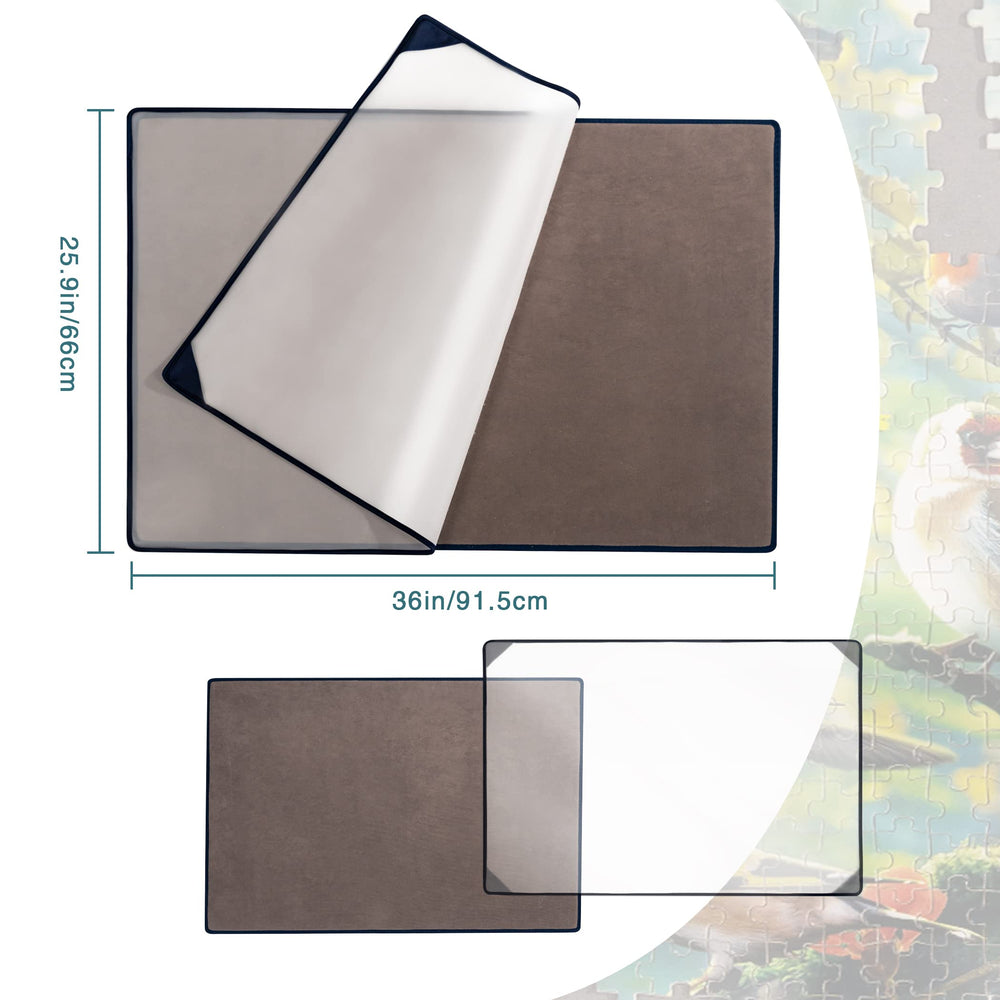 Tektalk puzzle mat size 36 by 25.9 inches fits many puzzles.