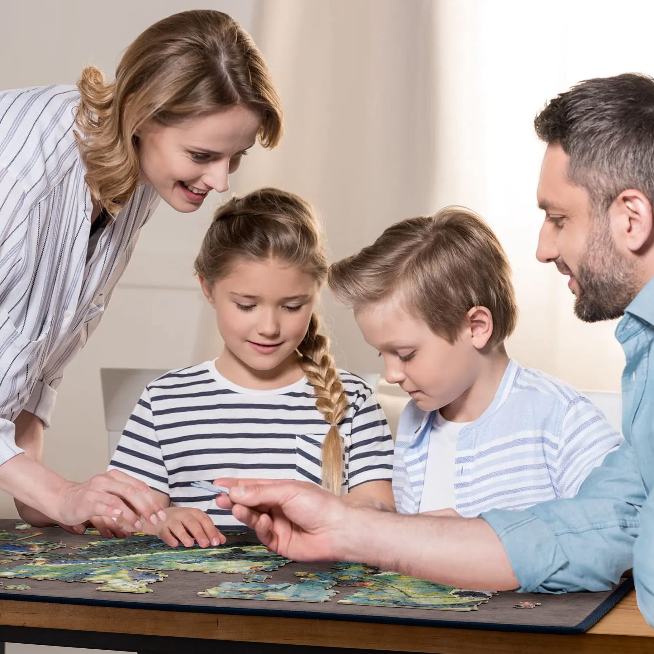 Tektalk puzzle mat stores neatly under a couch or bed.