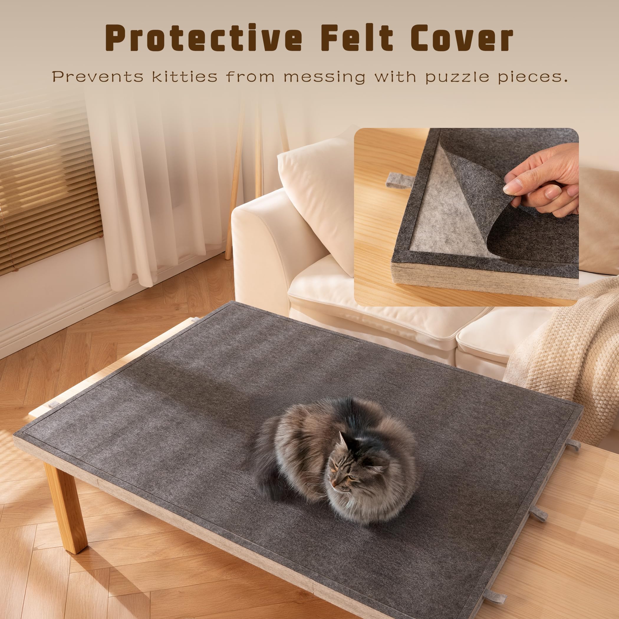 Tektalk puzzle table cover protects unfinished puzzles from dust