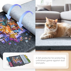 Felt cover protects unfinished puzzle from dust and pets
