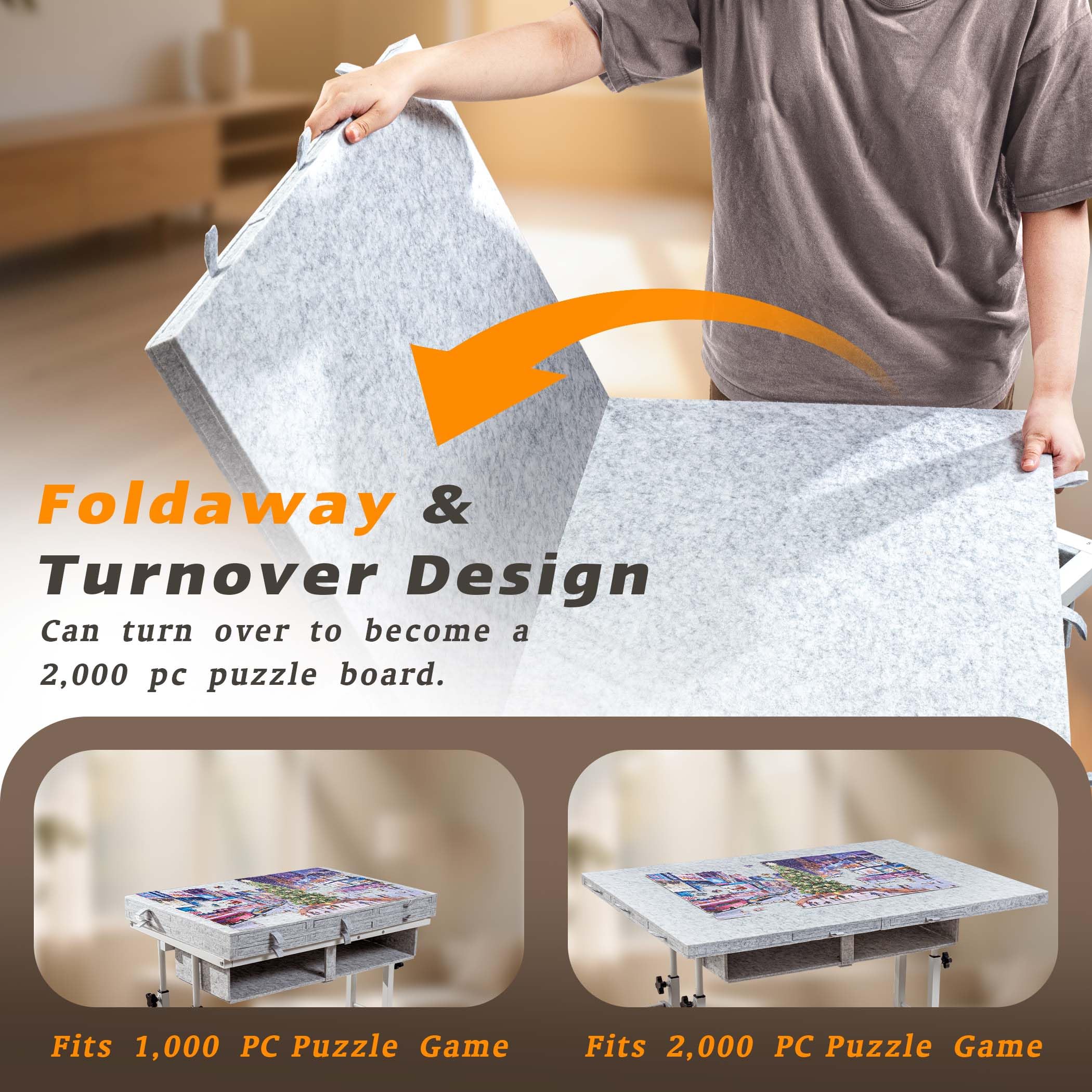 Tektalk felt surface protects pieces and provides smooth assembly.