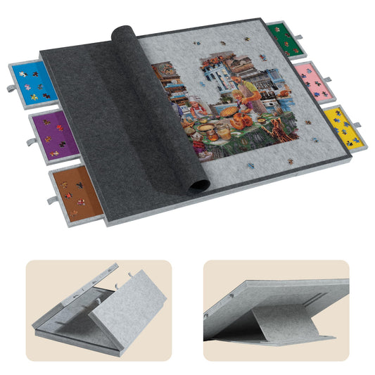 Tektalk puzzle table folded compact for storage and quick setup