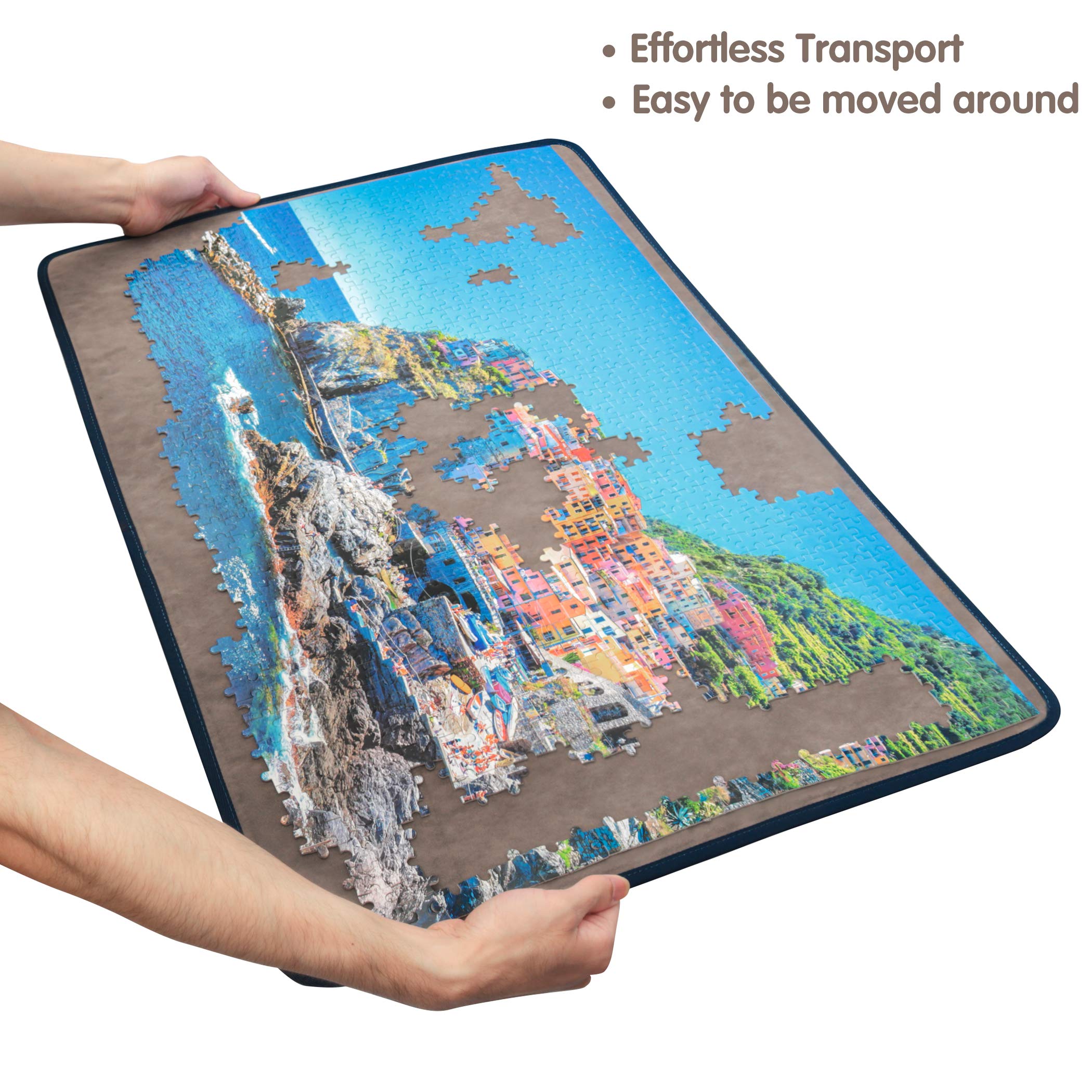 Tektalk soft flannelette cover immobilizes puzzle pieces during assembly