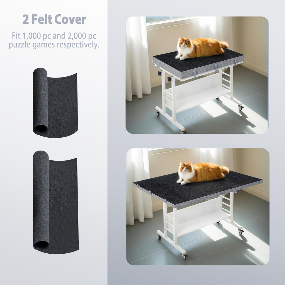 Tektalk two felt cover boards protect unfinished puzzles from dust