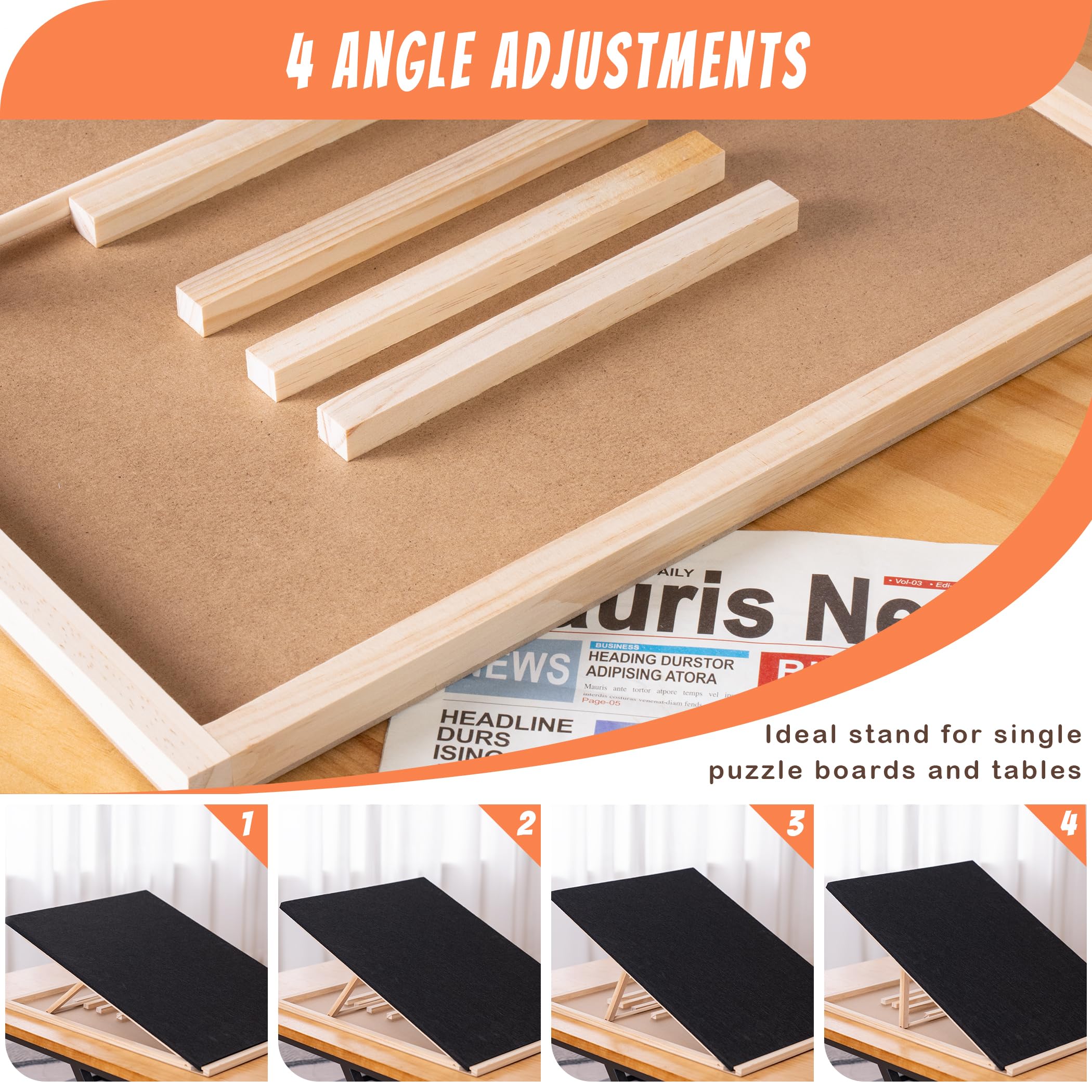 Tektalk wooden puzzle stand provides stable support during long sessions.