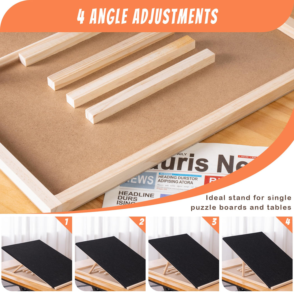 Tektalk wooden puzzle stand provides stable support during long sessions.