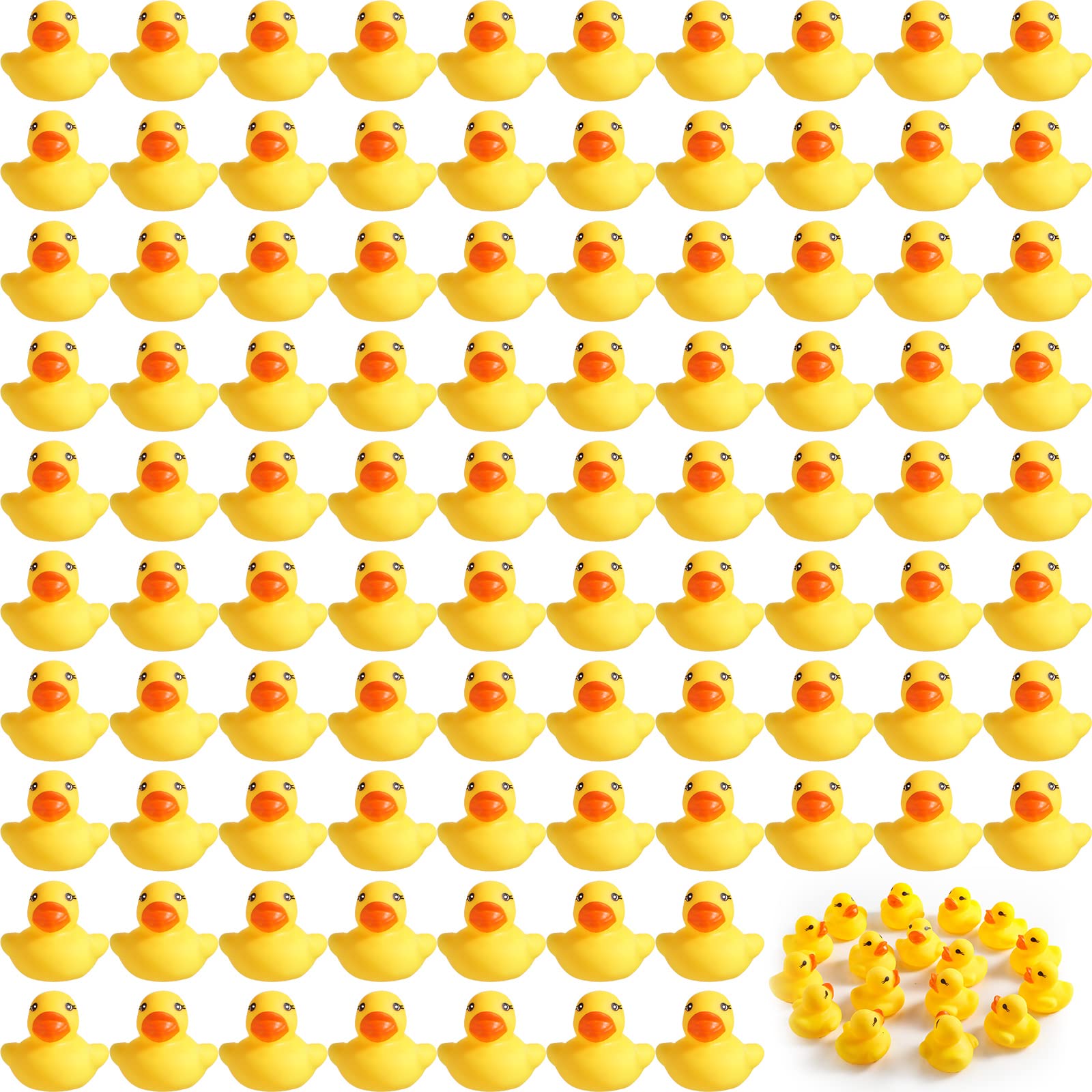 Teling 200-pcs mini rubber ducks bulk yellow for party favors and playful decor