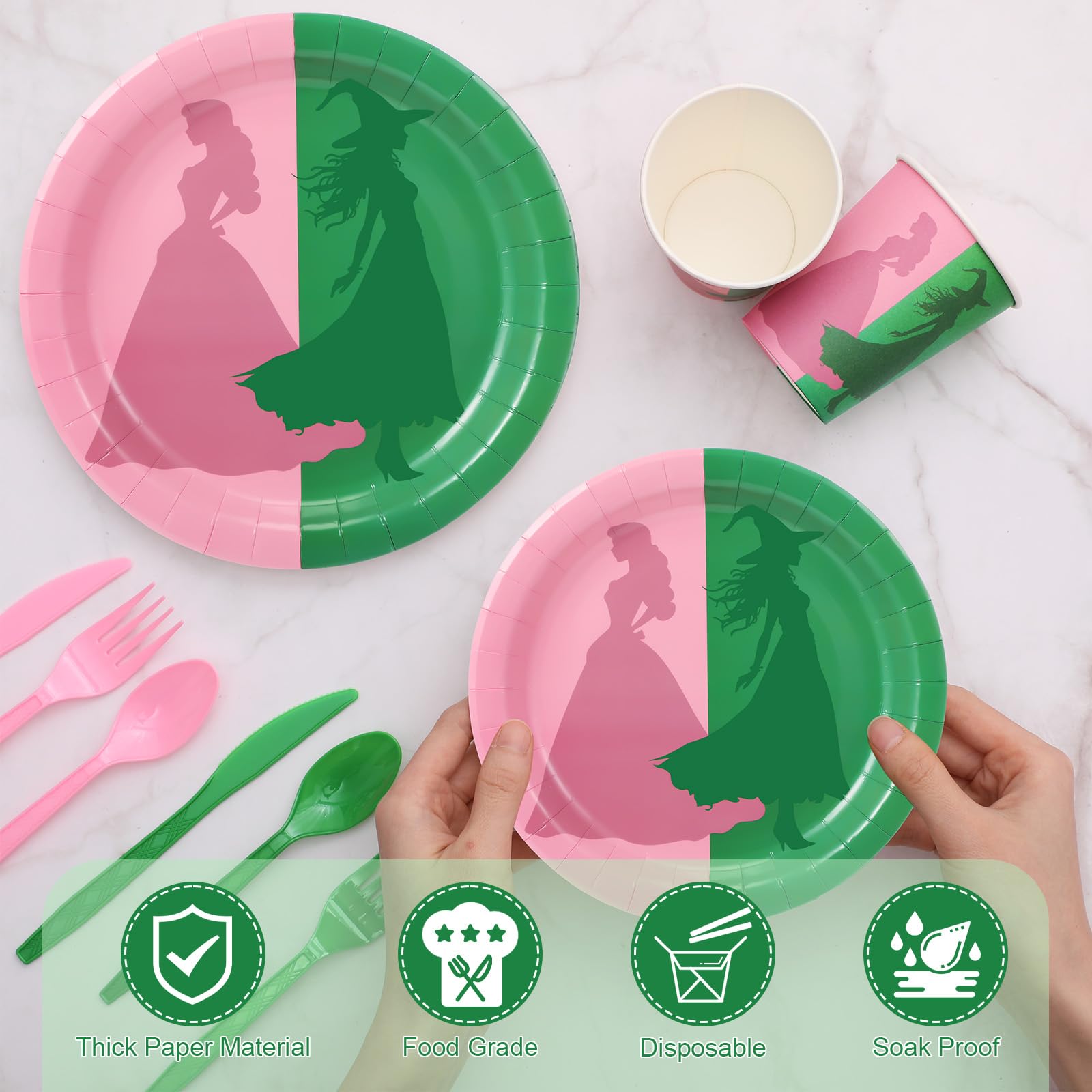 Tellingyou pink-green paper cups 9oz for beverages and easy cleanup